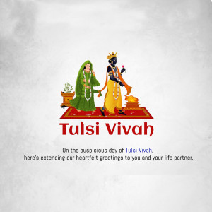 Illustration of Tulsi and Krishna for Tulsi Vivah festival