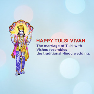 Image depicting Lord Vishnu and Tulsi for Tulsi Vivah celebration