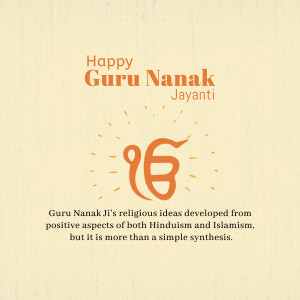 Guru Nanak Jayanti greeting with the Ik Onkar symbol
