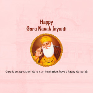 Portrait of Guru Nanak with festive greeting