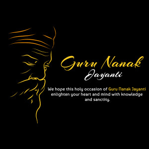 Guru Nanak Jayanti image with portrait and text