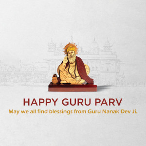 Image of Guru Nanak Dev Ji with a 'Happy Guru Parv' greeting