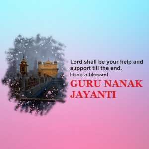 Image depicting the Golden Temple with text wishing a blessed Guru Nanak Jayanti