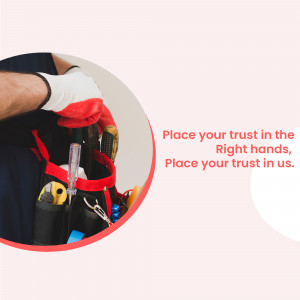 Handyman with tools in tool belt, promoting reliable service