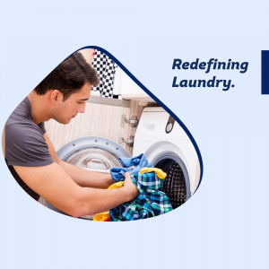 Man doing laundry with modern washing machine