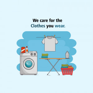 Illustration of laundry appliances and clean clothes