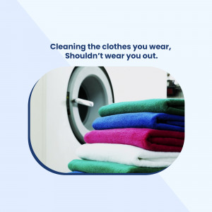 Washing machine with folded clothes, promoting easy laundry solutions.