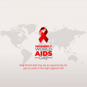 World AIDS Day poster with a red ribbon and world map