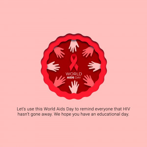 World AIDS Day graphic with hands and a red ribbon