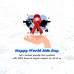 World AIDS Day illustration with a red ribbon and a hand holding the world