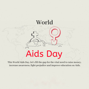 World AIDS Day graphic with gender symbols and a world map