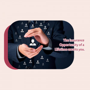 Hands protecting small people icons with text 'The insurance Opportunity of a Lifetime awaits you.'