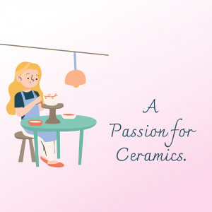 Illustration of a woman working on a pottery wheel