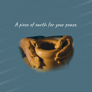 Hands gently holding a clay pot, representing peace and connection to nature.