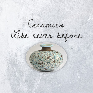 Ceramic vase with a unique pattern on a white background