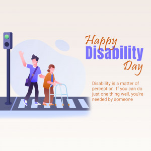 Illustration depicting people with and without disabilities crossing a street, celebrating Disability Day.