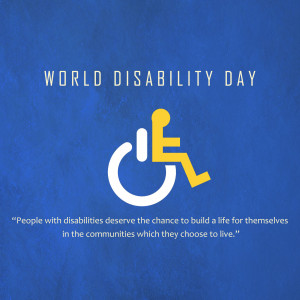 World Disability Day graphic with wheelchair symbol