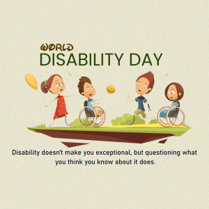 Illustration of children with and without disabilities playing together, celebrating World Disability Day.