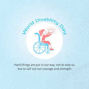Illustration for World Disability Day featuring a person in a wheelchair holding a heart.
