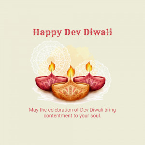 Dev Diwali celebration with lit oil lamps and decorative background