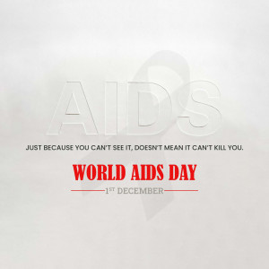 World AIDS Day awareness ribbon with text.