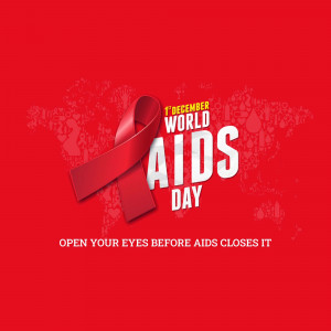 Red ribbon with World AIDS Day message and global background