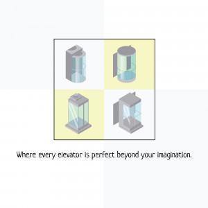 Isometric illustrations of different elevator designs