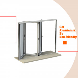 Modern aluminum bi-fold doors open to a light-filled space, promoting eco-friendly building solutions.