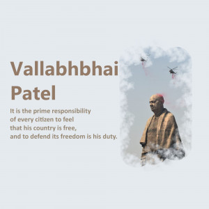 Image of Vallabhbhai Patel with a quote about freedom
