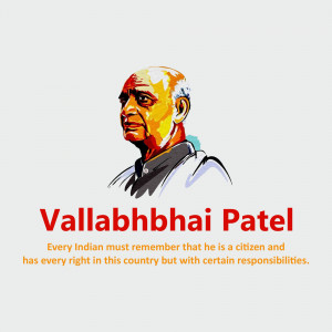 Portrait of Sardar Vallabhbhai Patel with quote