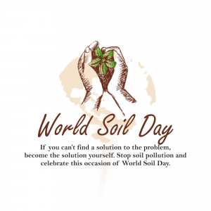 Hands holding a plant sprout with World Soil Day text