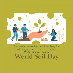 Illustration depicting people planting trees and caring for the environment with a message for World Soil Day.