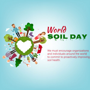 Illustration depicting people and nature surrounding a heart-shaped soil globe with the text 'World Soil Day'.