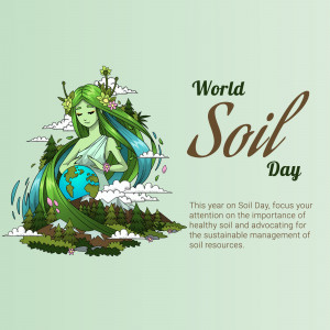 Illustration of a woman made of plants holding the Earth for World Soil Day