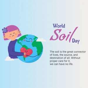 Illustration of a girl hugging a globe with a heart, celebrating World Soil Day.