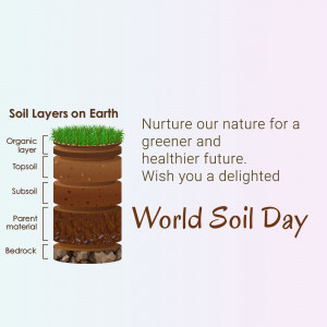 Illustration depicting soil layers with text celebrating World Soil Day.