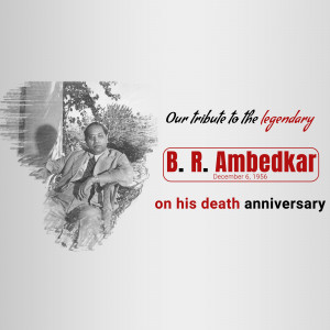Portrait of B.R. Ambedkar with tribute text