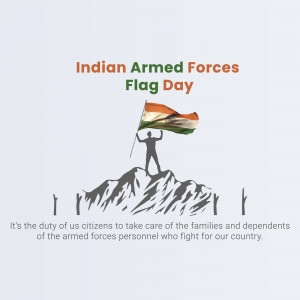 Indian Armed Forces Flag Day with flag waving silhouette