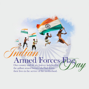 People celebrating Indian Armed Forces Flag Day with the Indian flag