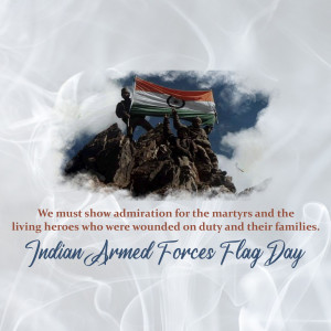 Indian Armed Forces Flag Day tribute with the Indian flag and soldiers
