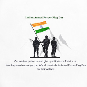 Indian Armed Forces Flag Day poster with flag and soldiers