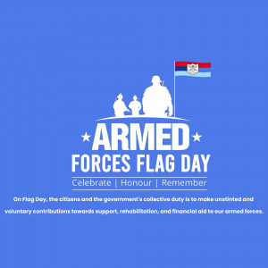 Image commemorating Armed Forces Flag Day with silhouettes of soldiers and the Serbian flag.
