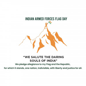 Indian Armed Forces Flag Day poster with mountain silhouette and Indian flag