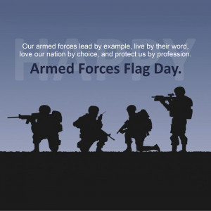 Silhouette of soldiers with the Armed Forces Day message.