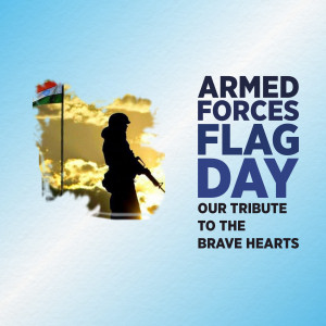 Silhouette of a soldier with the Indian flag and Armed Forces Flag Day text.