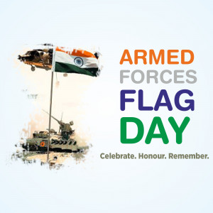 Image depicting the Indian flag with military elements for Armed Forces Flag Day