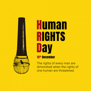 Image promoting Human Rights Day with a microphone illustration.