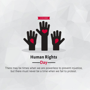Illustration of hands with red hearts representing Human Rights Day