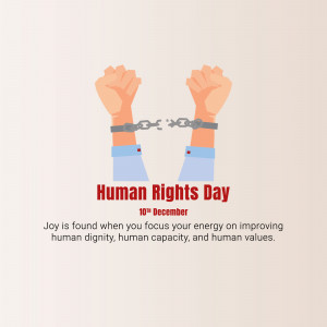 Illustration of hands breaking free from chains with the text 'Human Rights Day'