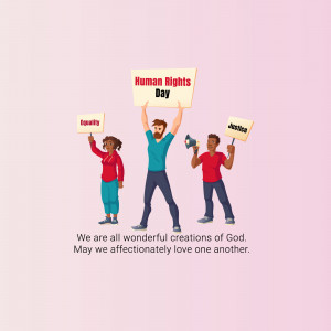 Illustration of diverse people protesting for human rights